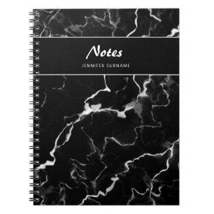 Falsche schwarze Marmortextur mit individuellem Te Notizblock