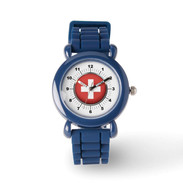 Falsche schwarze Nummer für die Schweizer Flagge v Armbanduhr (Vorderseite)