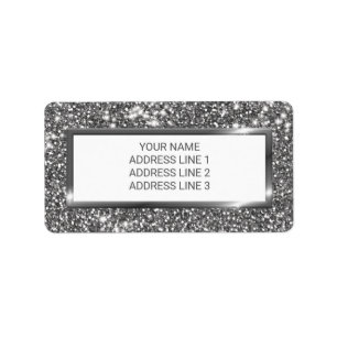 Falsche Silber-Glitter-Textur-Optik & Benutzerdefi Adressaufkleber