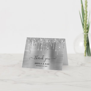 Falsche Silber-Glitter-Tropfen-Folie Hochzeit Dankeskarte