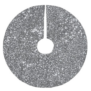 Falsche Silber-Grau-Glitter-Textur-ähnliches Desig Polyester Weihnachtsbaumdecke