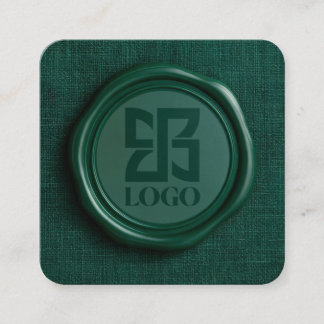 Falsche Smaragdgrüne Wachs Elegante Geschäft Logo Quadratische Visitenkarte