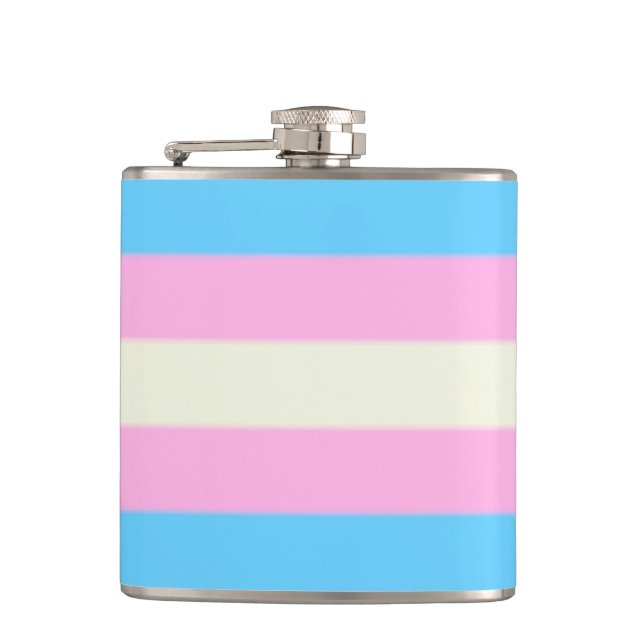 Falsche Transgender-Pride-Flagge Flachmann (Vorderseite)
