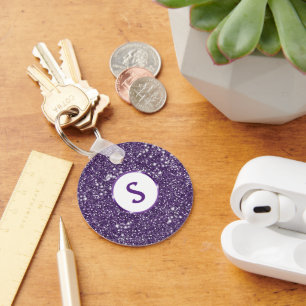 Falsche violette Glitter-Textur-Optik & individuel Schlüsselanhänger