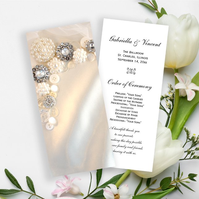 Falsche weiße Perlen-Diamantknöpfe Hochzeitsprogra Programm (Von Creator hochgeladen)