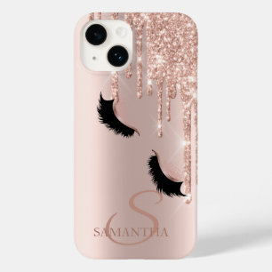 Falsche Wimpern Glitter Rosen Gold Tropfen Case-Mate iPhone 14 Hülle