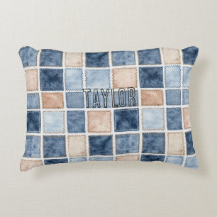 Falscher blauer Glitter-Cream-Denim Dekokissen