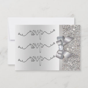 Falscher Bogen Silberne Pailletten RSVP Hochzeit Karte
