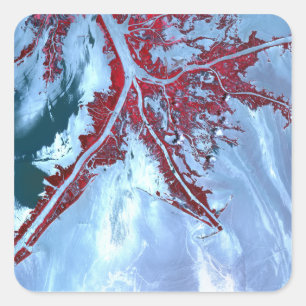 Falscher Farbsatellit Quadratischer Aufkleber