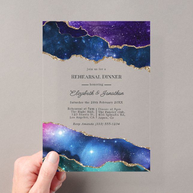 Falscher Glitter Celestial Achat Probedinner Acryleinladungen (Insitu (Handheld))