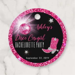 Falscher Glitter Rosa Disco-Cowgirl-Junggesellinne Geschenkanhänger