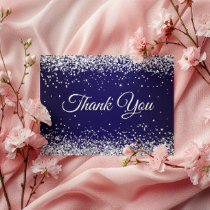 Falscher glitzernder silberner Glitter Navyblau Da Postkarte