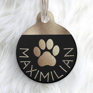 Falscher Gold-Sparkel-Diamant-Effekt Cooler Hund Haustiermarke