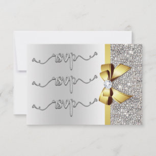 Falscher Goldbogen Silberne Pailletten RSVP Hochze Karte