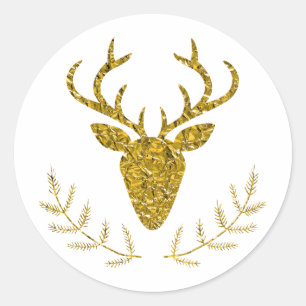 Falscher goldener Folien-texturierter Weihnachts-H Runder Aufkleber