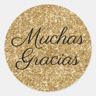 Falscher Goldglitter Muchas Gracias Runder Aufkleber