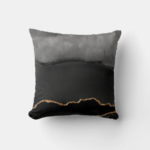 Falscher grauer marmorierter Achat goldener Glitte Kissen