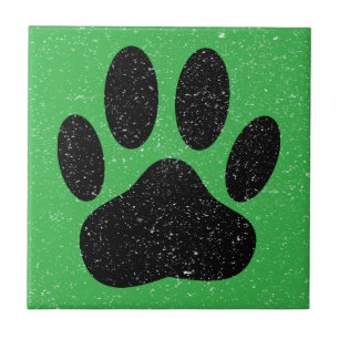 Falscher Hund Pawprint Quadrat Grün Fliese