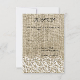 Falscher Jute und Spitze RSVP Karte