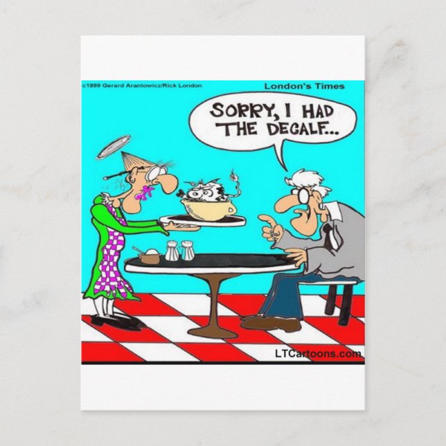 Falscher Kaffee Funny Cow Cartoon Geschenke & T-Sh Postkarte (Vorderseite)