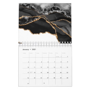 Falscher Marmorierter Achat Schwarz Stilvoller Ste Kalender