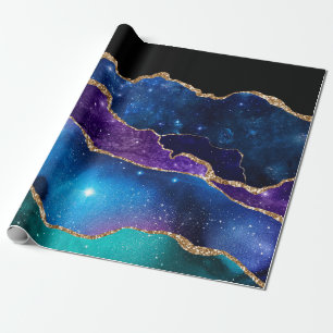 Falscher Marmorierter Achatstein Galaxie Funkelnd Geschenkpapier