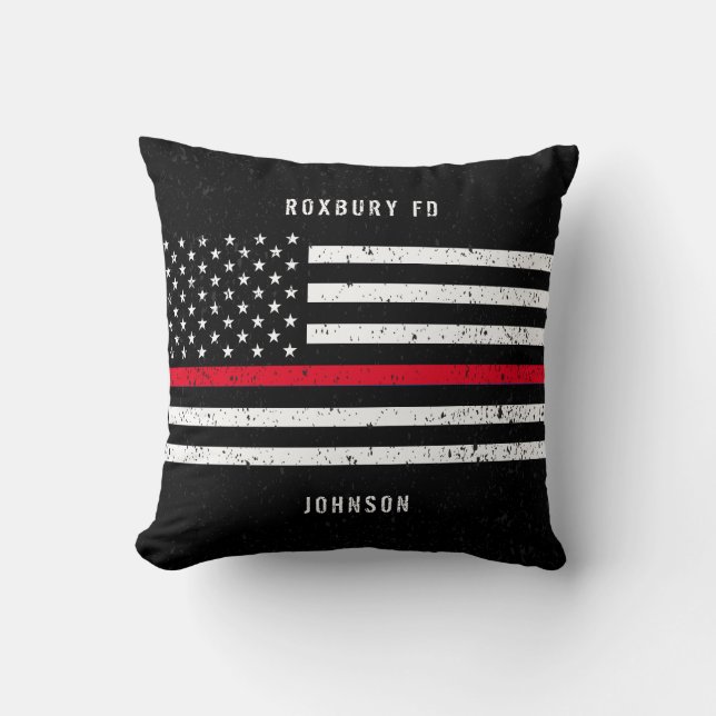 Falscher Name der amerikanischen Flagge Thin Red L Kissen (Vorderseite)