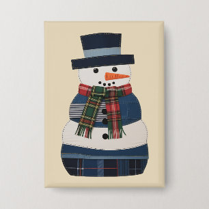 Falscher Patchwork-Schneemann-Feiertag Xmas Button