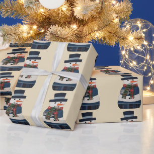 Falscher Patchwork-Schneemann-Feiertag Xmas Geschenkpapier