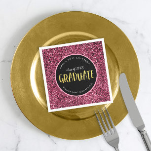 Falscher Rosa Glitter Absolvent Abschlussfeier Serviette