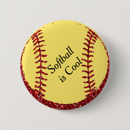 Falscher roter Glitter Softball oder Baseball Button