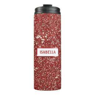 Falscher roter Glitter-Textur-Look mit individuell Thermosbecher