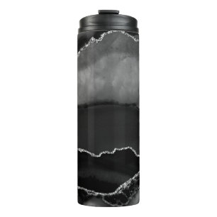 Falscher schwarzer Marmor-Achat Eleganter Silbergl Thermosbecher