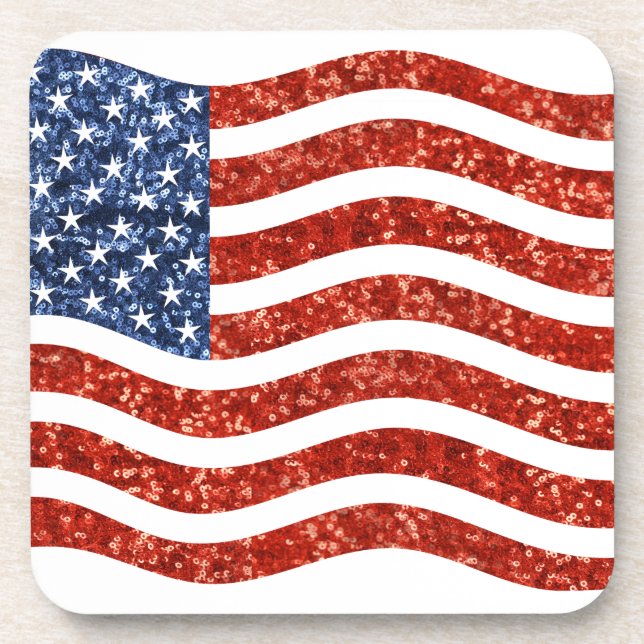 Falscher Sequenzprint American Flag Untersetzer (Vorderseite)
