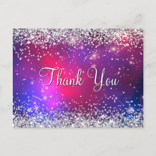 Falscher Silber-Glitter Hot Pink Himmels-Dankeschö Postkarte