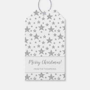 Falscher Silber-Glitter-Look Sterne Frohe Weihnach Geschenkanhänger