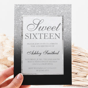Falscher silberner Glitter schwarz eleganter Chic  Einladung