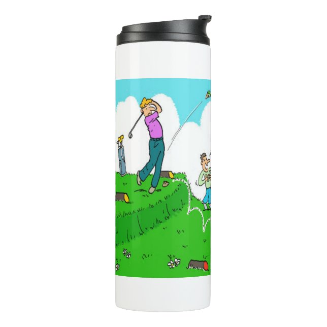 Falscher T-Shirt-off-Cartoon - Funny Thermosbecher (Nach links gedreht)