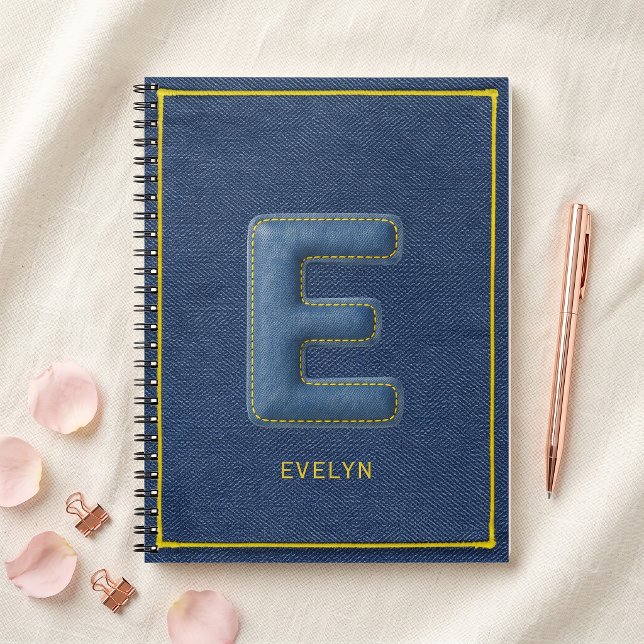 Falsches Blau-Denim 3D-Polsterbuchstabe E-Monogram Notizblock (Von Creator hochgeladen)