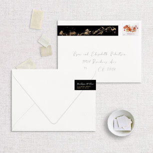 Falsches Folien-Gold Abstrakte Berge auf Schwarz Rundum-Adressaufkleber