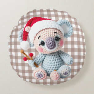 Falsches Garn-Koala-Weihnachtsdesign mit Notch-Hak Rundes Kissen
