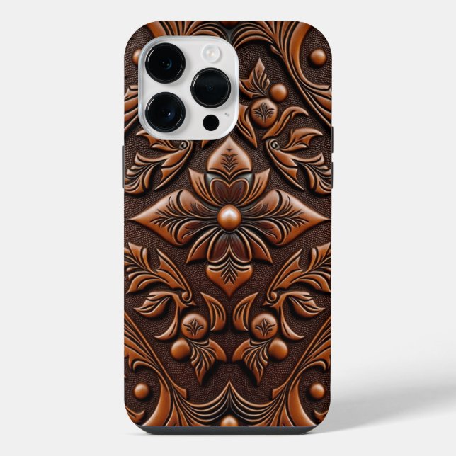 Falsches geprägtes Lederdesign iPhone 14 Pro Max Hülle (Rückseite)