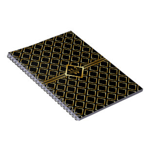 Falsches Gold-Achsen-Monogramm – Schwarz & Gold Notizblock