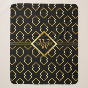 Falsches Gold-Achsen-Monogramm – Schwarz und Gold  Sherpadecke