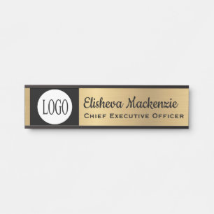 Falsches Gold Bürotürschild Zeichen Schwarzes Logo Türschild