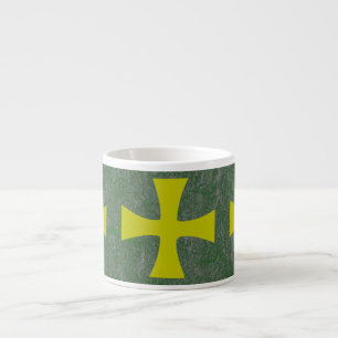 Falsches Gold-Byzantinisches Kreuz auf Moosgrün Espressotasse