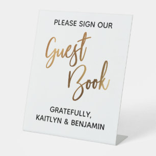 Falsches Gold Einfache Typografie Gästebuch Sockelschild