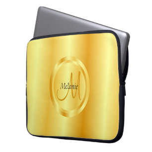 Falsches Gold Elegantes Modernes Monogramm Trendig Laptopschutzhülle