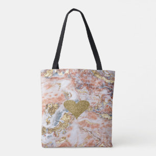 Falsches Gold Glitter Herz Cool Gold Marmor Textur Tasche