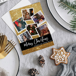 Falsches Gold Glitter Multi Foto Frohe Weihnachten